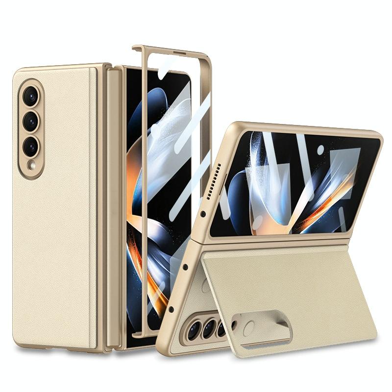 For Samsung Galaxy Z Fold4 5G Foldable Leather Case With Stand - Ultra Thin - Black