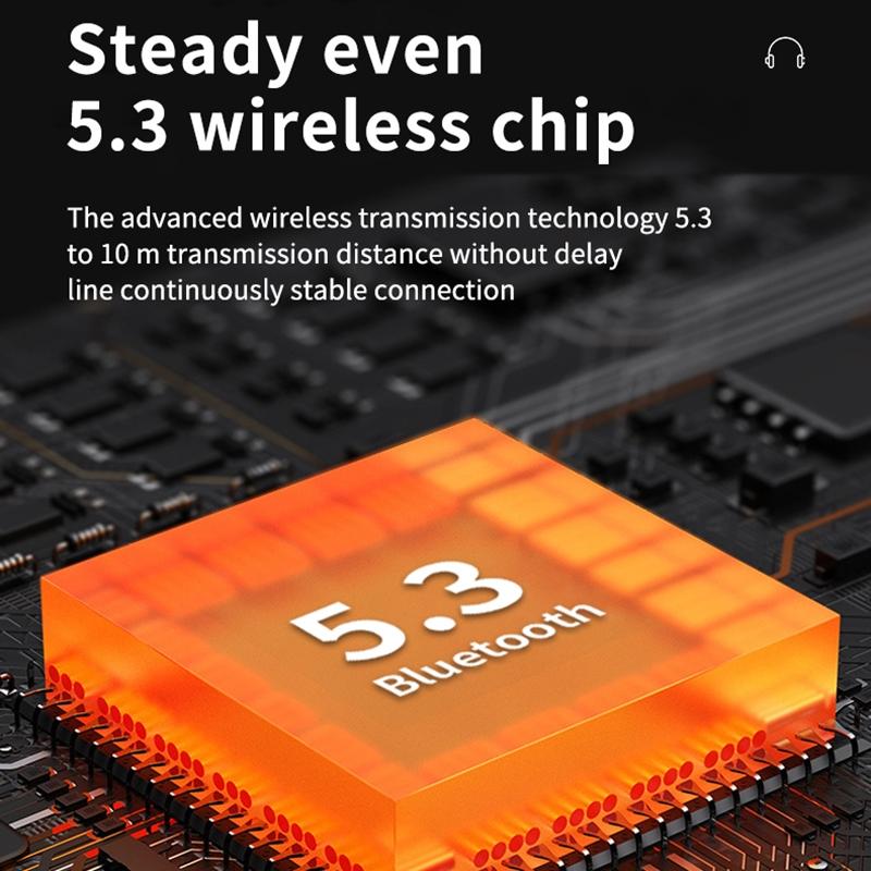 Smart Digital Display Bluetooth Earphones with Transparent Capsule Design - White