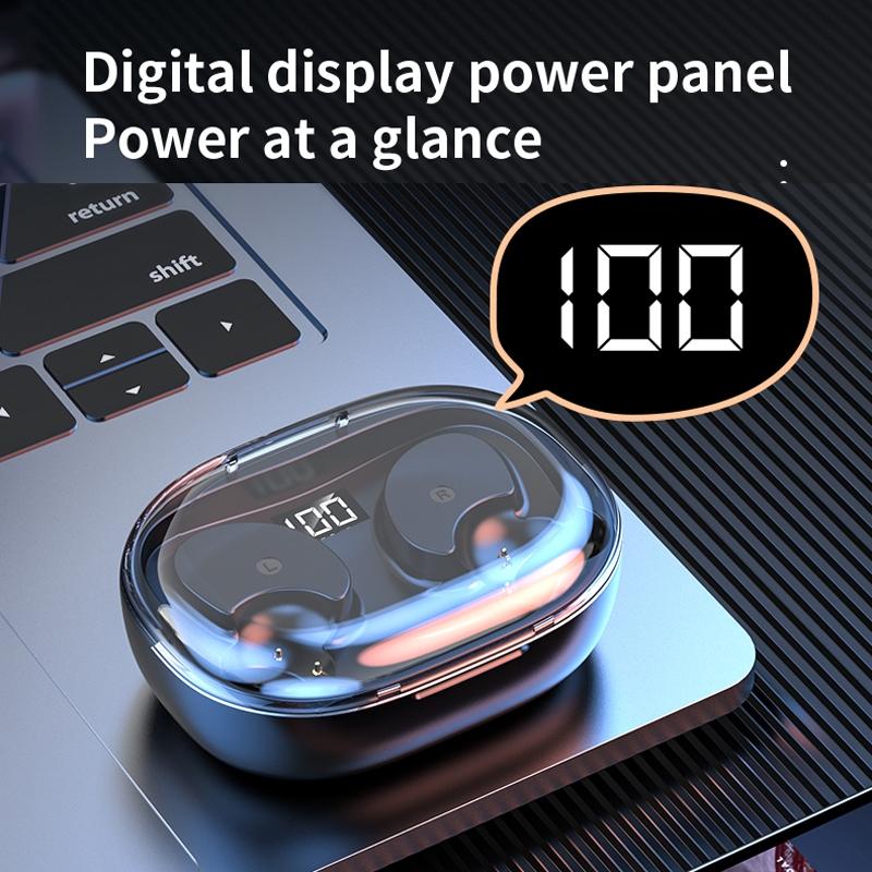 Wireless Earphones with Digital Display and Charging Case - White
