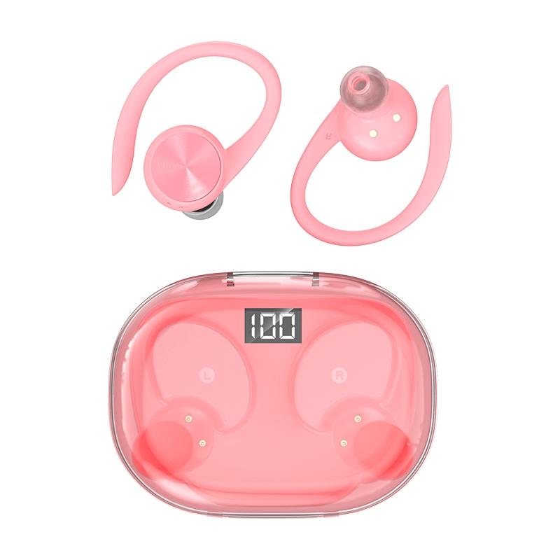 Wireless Earphones with Digital Display and Charging Case - White