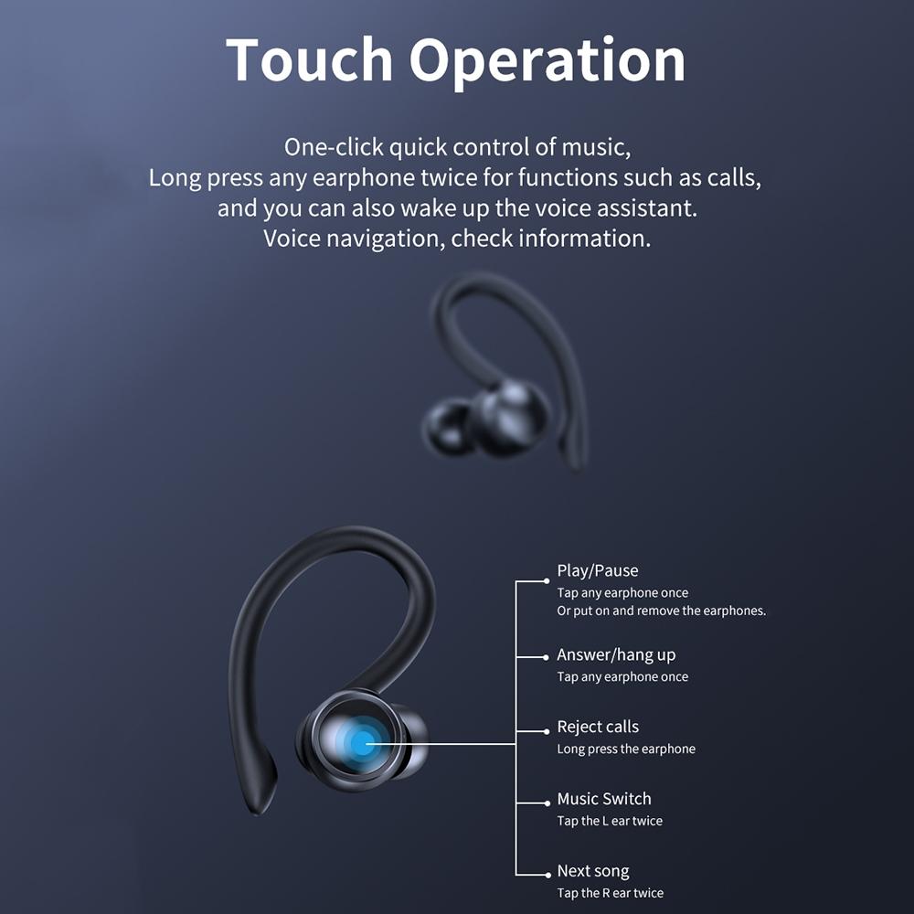 Led Bluetooth Earphones with Noise Reduction and Power Bank Function - Blue