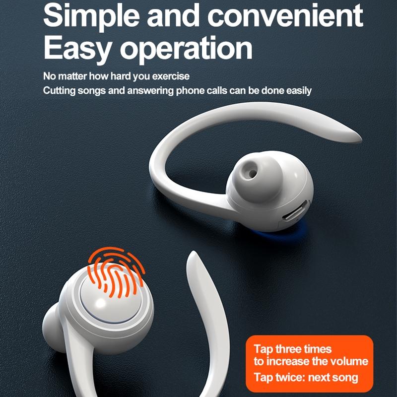 Wireless Hanging Ear Sports Earphone with True Sound - White