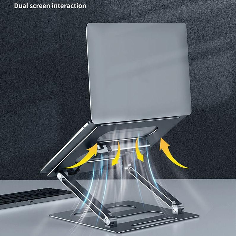 Adjustable Metal Notebook Stand - Gray Desktop Support