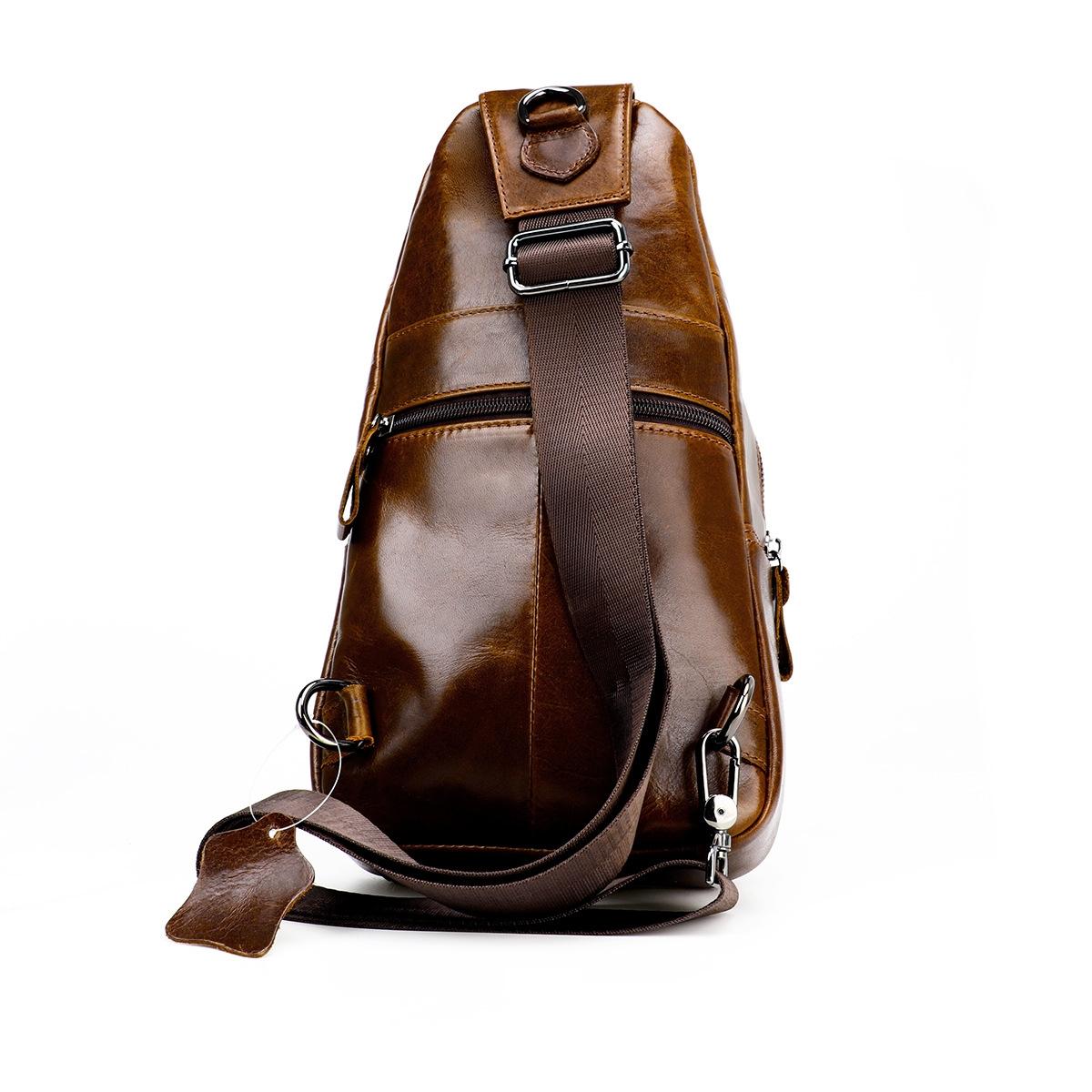 Retro Leather Chest Bag For Men - Black