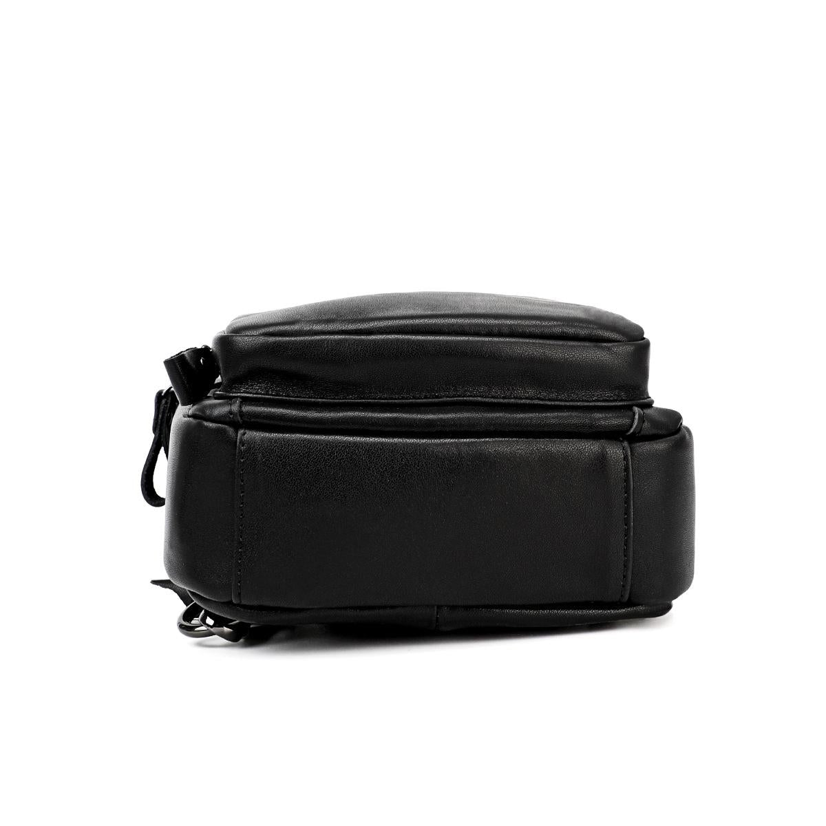 Retro Leather Chest Bag For Men - Black