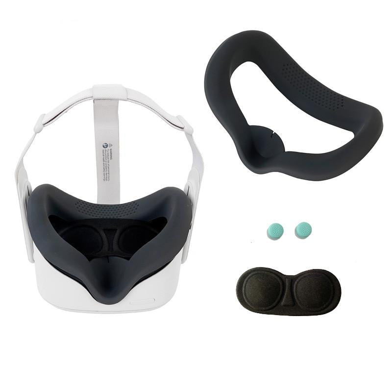 Silicone Vr Eye Mask Lens Cover Set for Oculus Quest 2 - Black