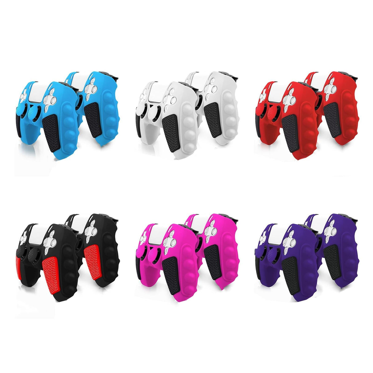 Silicone Gamepad Protective Case for Sony Ps5 with Splicing Design and Rocker Caps - Black Red