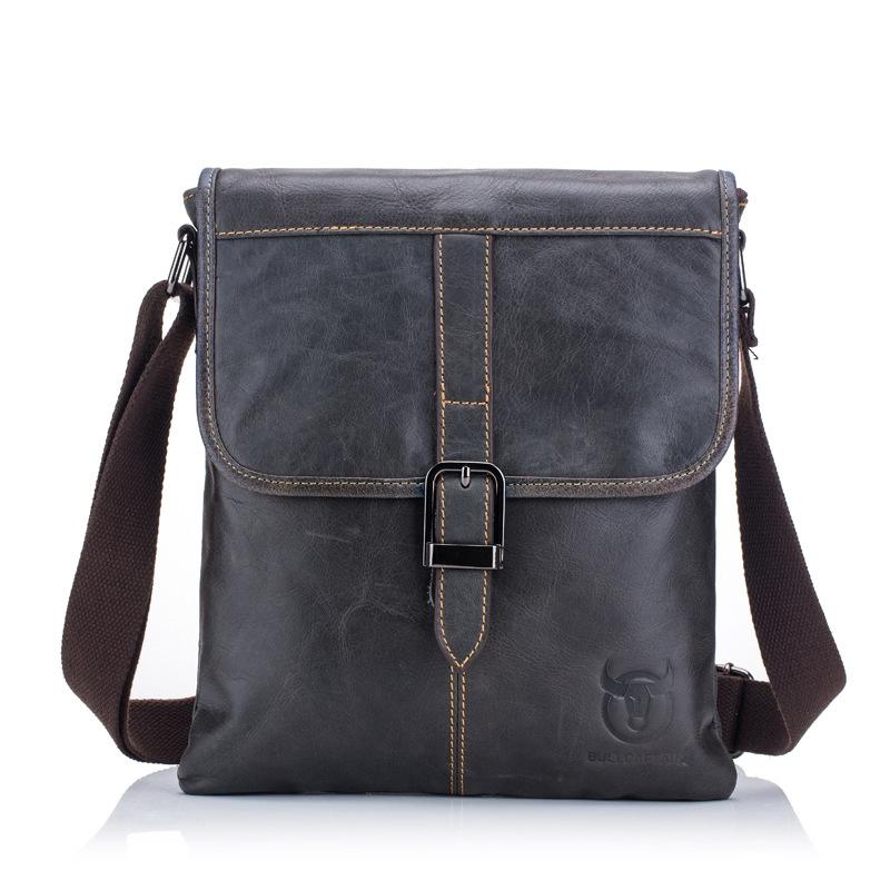 Men Leather Shoulder Bag For Sports & Outdoor Use - Iron Blue