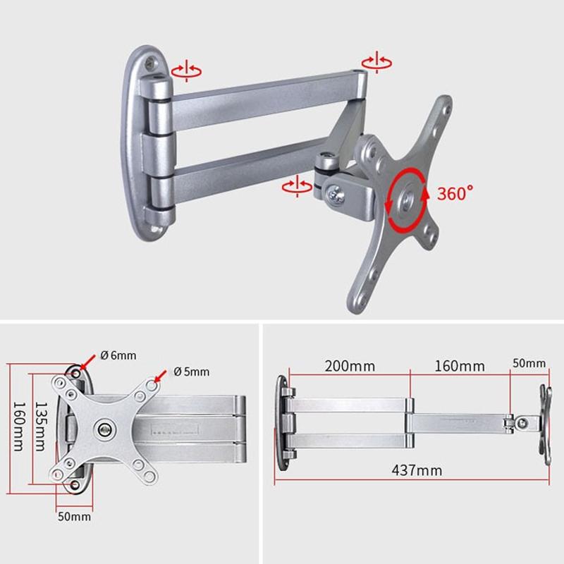 Universal Swivel Wall Mount for Computer Monitors - Silver