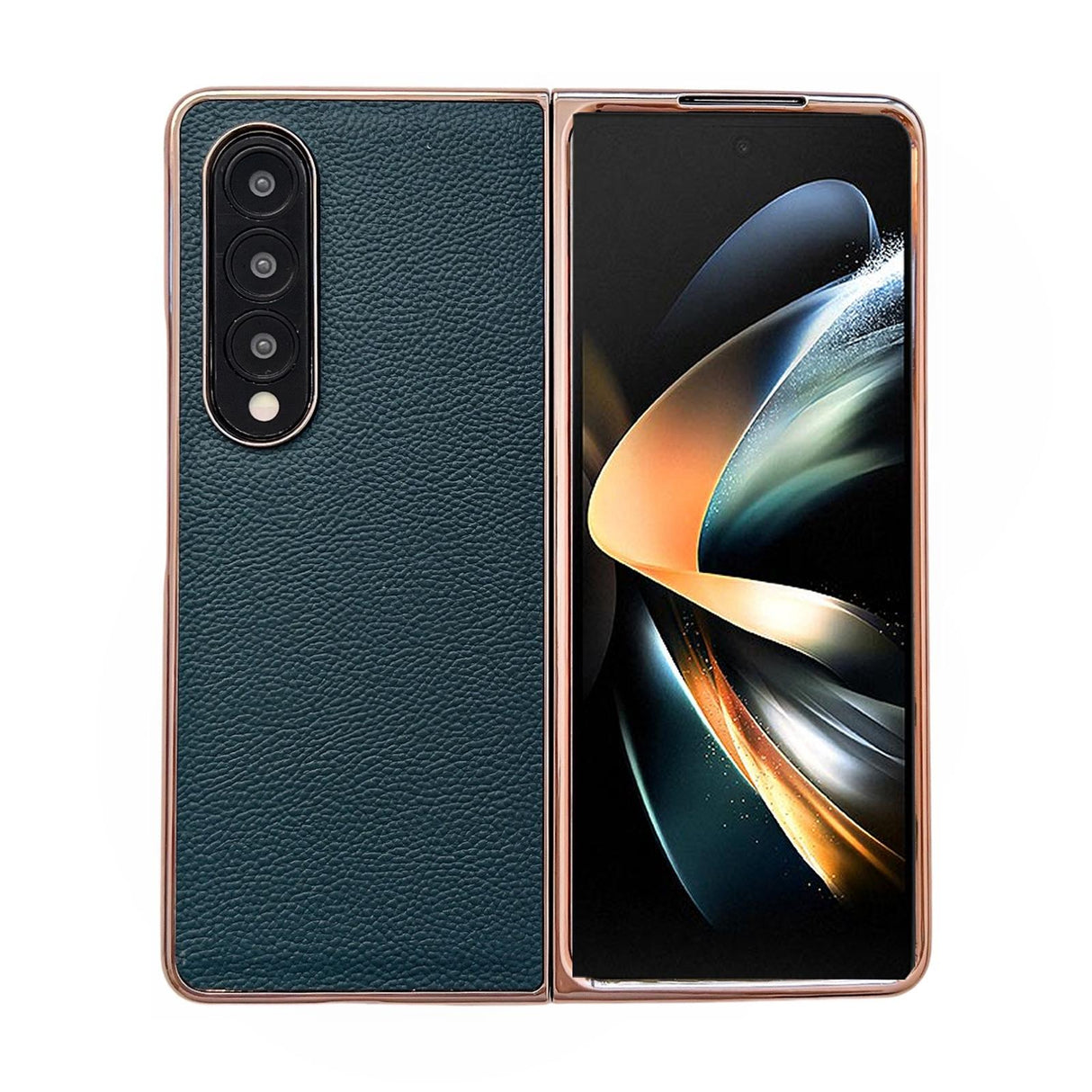 For Samsung Galaxy Z Fold4 5G Skyline Series Nano Electroplating Pu Case - Green