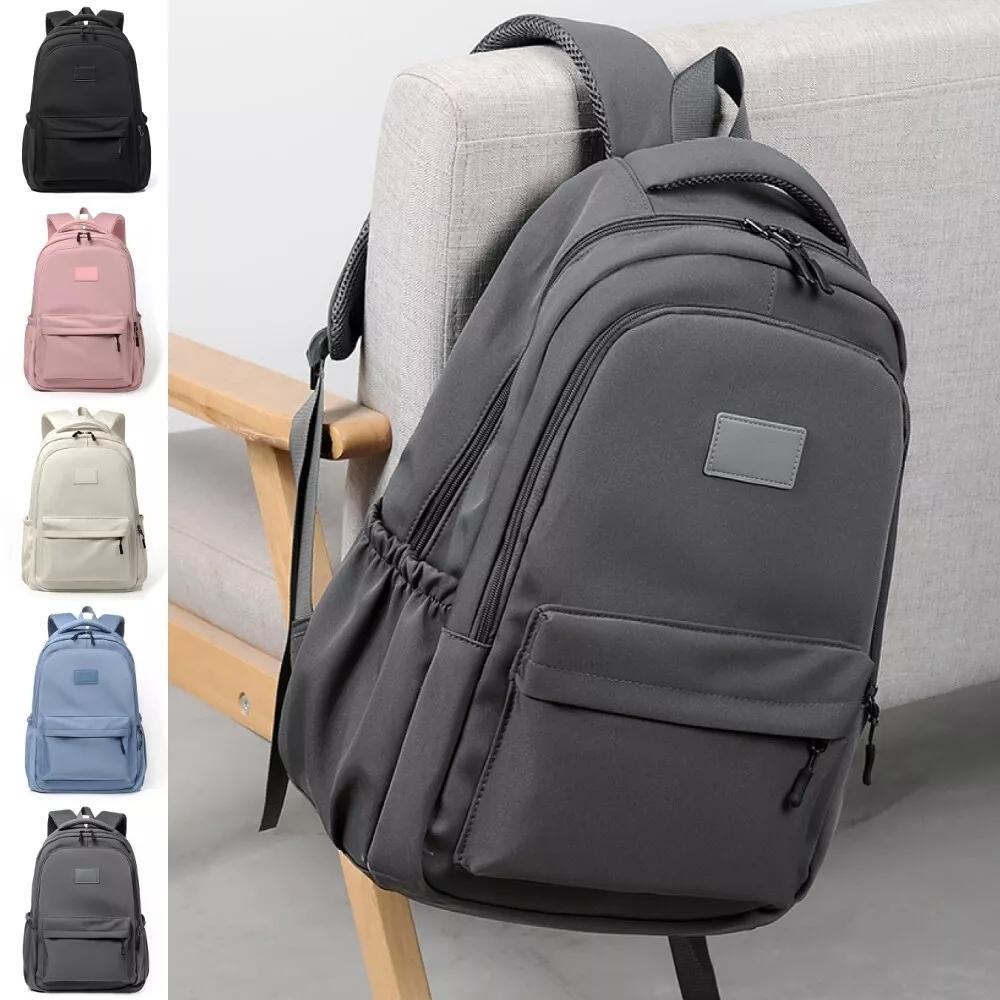 Versatile Solid Backpack For Teens & Adults - Gray