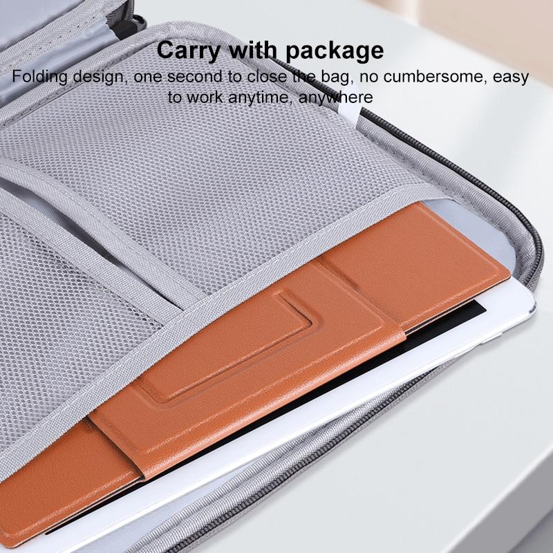 Foldable Magnetic Leather Tablet / Laptop Holder - Brown