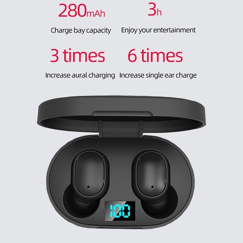 Wireless Bluetooth Earphones with E6s Led Display - Tws - Pink