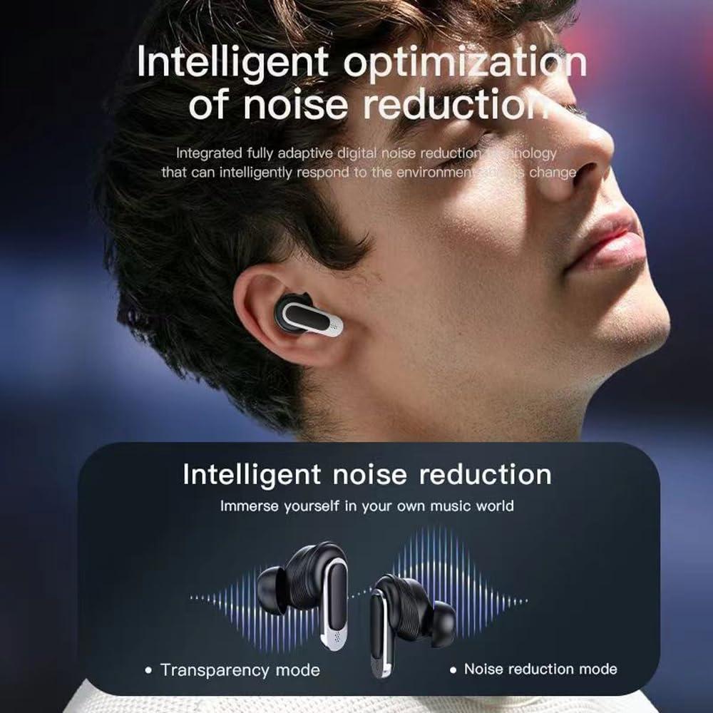 Wireless Bluetooth Earphones with Touch Screen and Active Noise Reduction - Gold