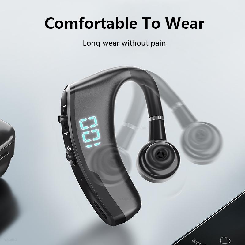 V9s Wireless Earphones with Noise Cancellation and Led Display - Blue Single Ear
