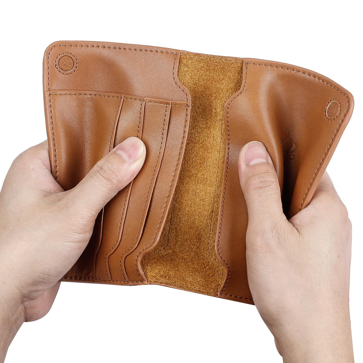 Cowhide Passport Wallet Multifunctional Card Holder Brown