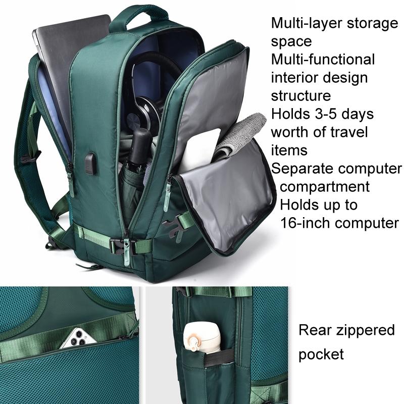 Spacious Business Travel Backpack Fits Laptop - Green