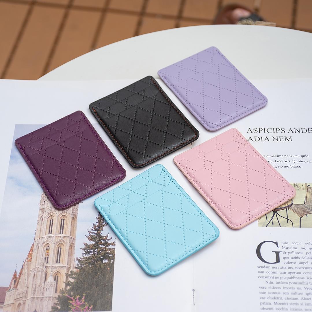 Diamond Lattice Card Bag Sticker For Mobile Phones - Pink