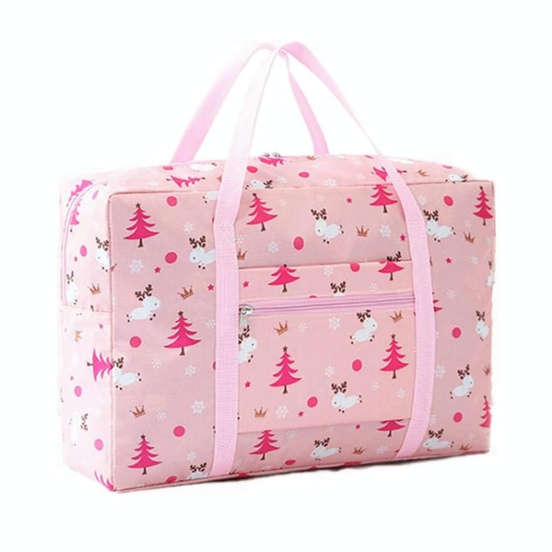Waterproof Foldable Travel Bag - Compact & Durable - Navy Blue Flamingo