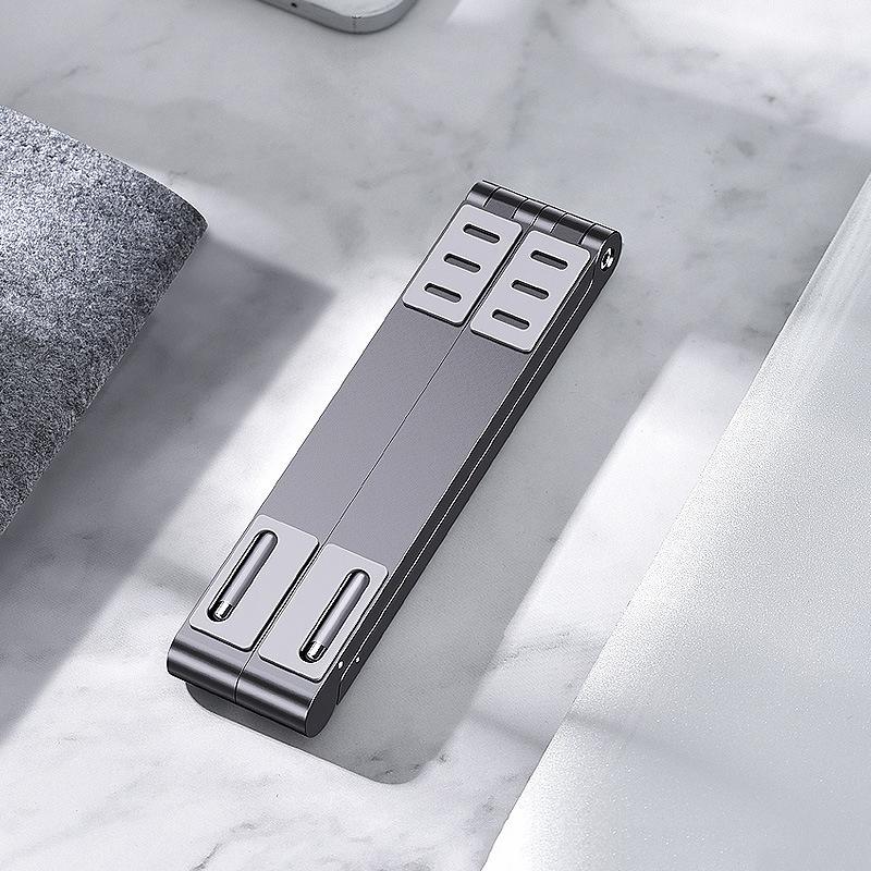 Foldable Aluminum 3-in-1 Phone Tablet Stand - Portable Storage - Silver