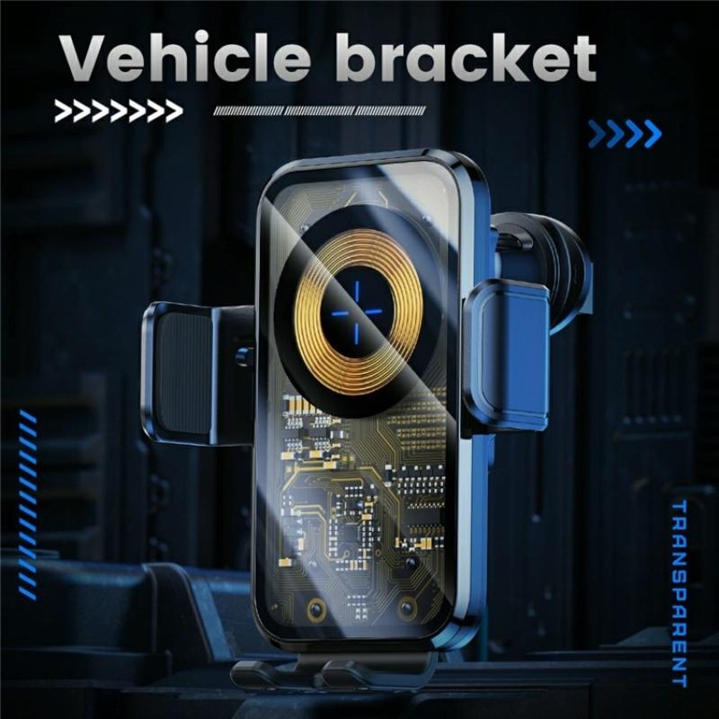 15w Fast Car Vent Wireless Charger with Intelligent Induction - Silver