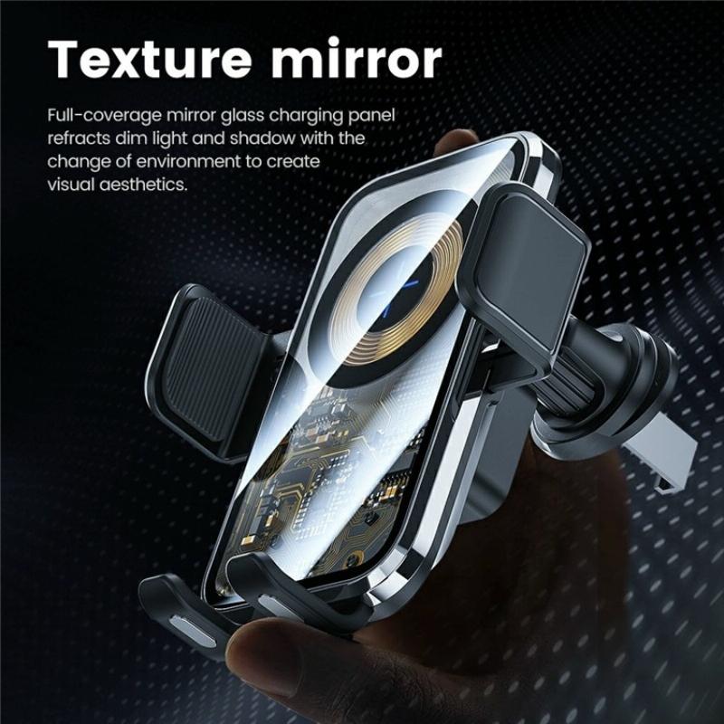 15w Fast Car Vent Wireless Charger with Intelligent Induction - Silver