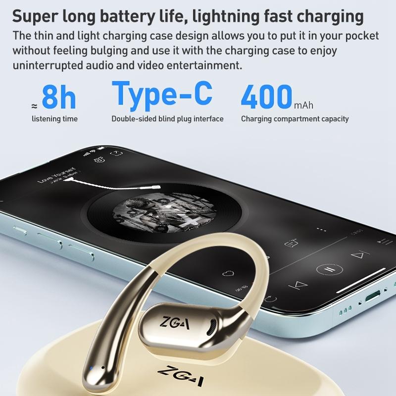 Wireless Bluetooth Earphone Ear-mounted - White