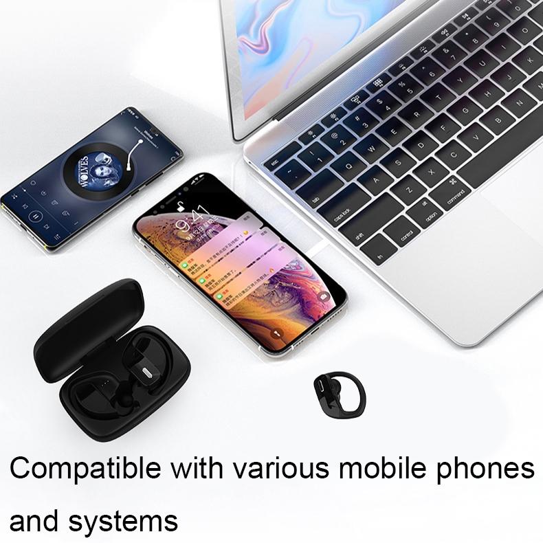 Wireless Noise-cancelling Bluetooth Earbuds with Dual Battery Display - T16 Black