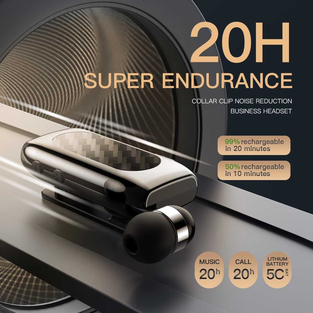 Carbon Brazing Bluetooth Earphones with Noise Reduction - Silver