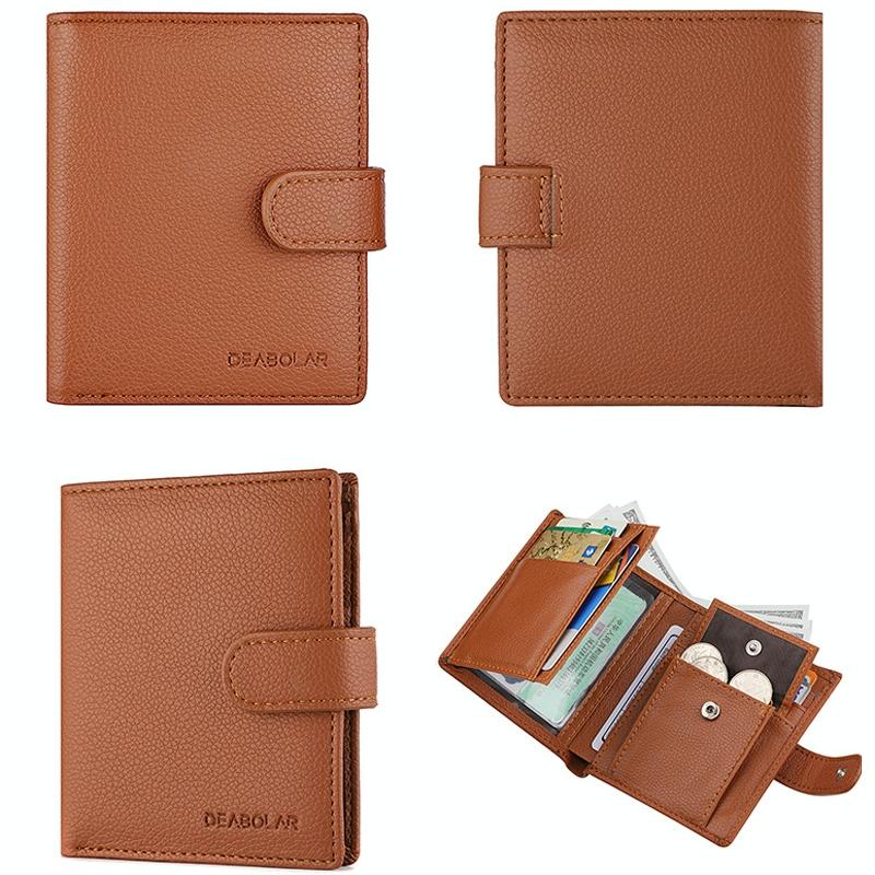 Men Vertical Coin Purse With Buckle And Zipper Card Holder And Driver License Protector - Brown