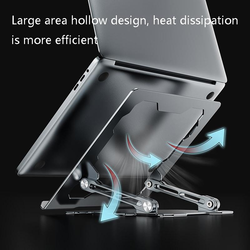 Foldable Laptop Stand - Hollow Design Heat-dissipating Flat Desktop - Moon Silver
