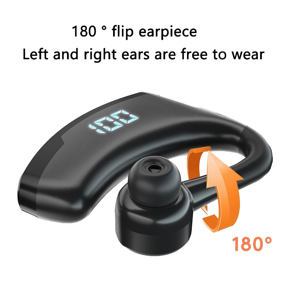 Wireless Bluetooth Headset with Digital Display and Charging Bin - Blue