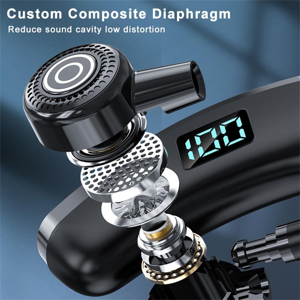 Wireless Bluetooth Headset with Digital Display and Charging Bin - Blue