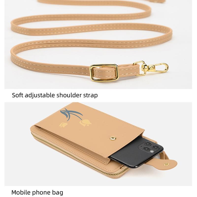 Floral Single Shoulder Cell Phone Bag For Women - Black