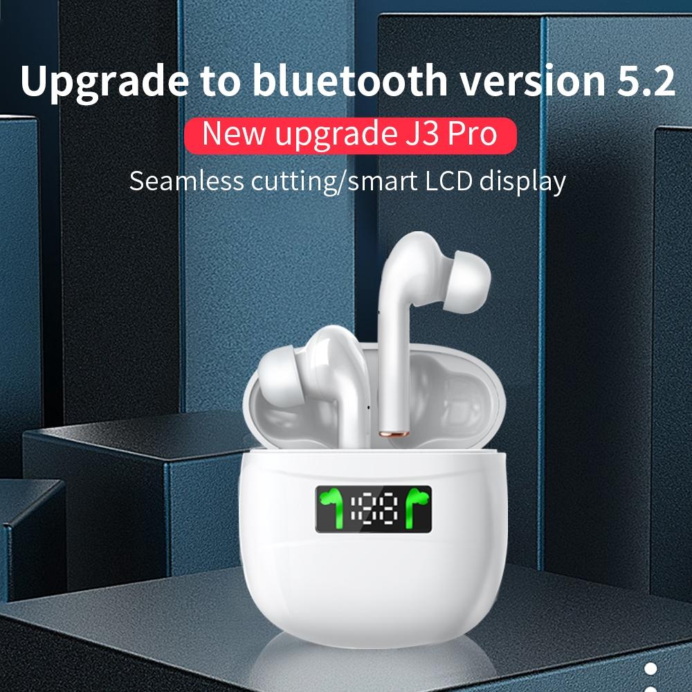 Waterproof Wireless Bluetooth Earbuds with Led Display and Hifi Sound - White