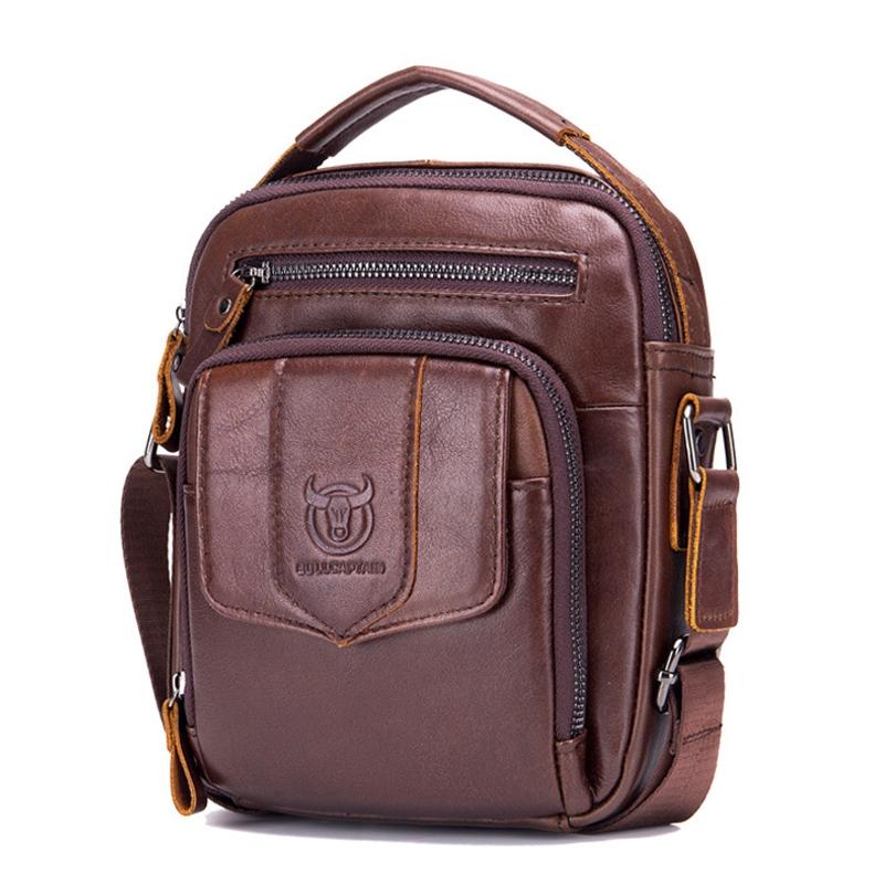 Retro Leather Shoulder Bag For Men Large Capacity - Brown