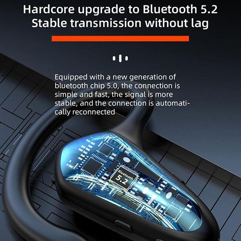 Digital Display Hanging Ear Bone Conduction Bluetooth Headset - Yx02 - Grey