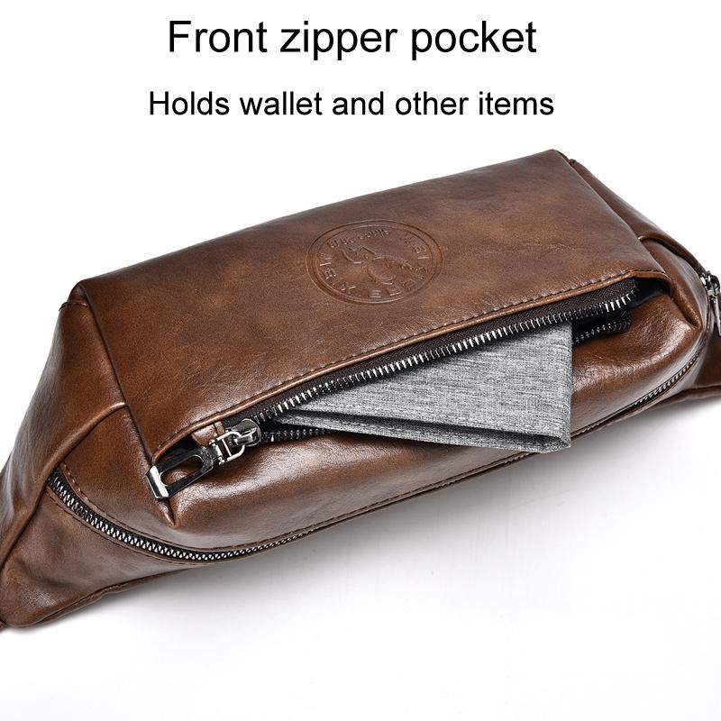 Large Capacity Waterproof Sports Waist Pack For Men - Brown