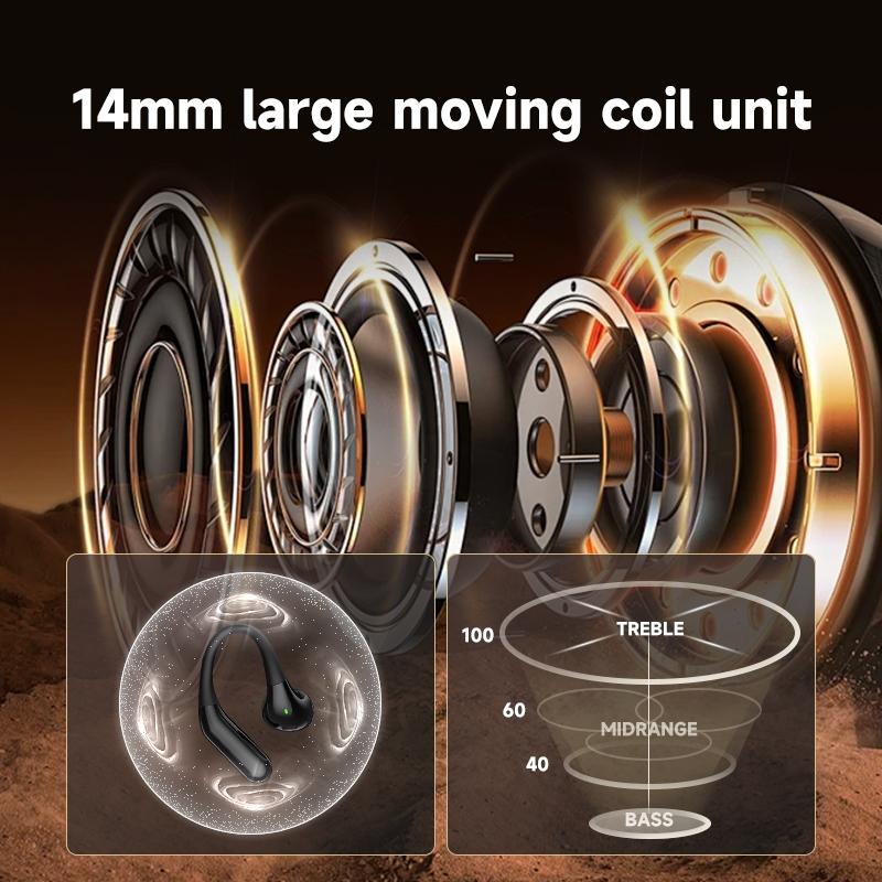 Wireless Half In-ear Sports Earphones - Black