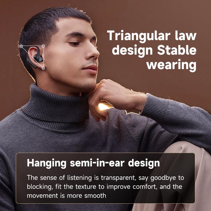 Wireless Half In-ear Sports Earphones - Black