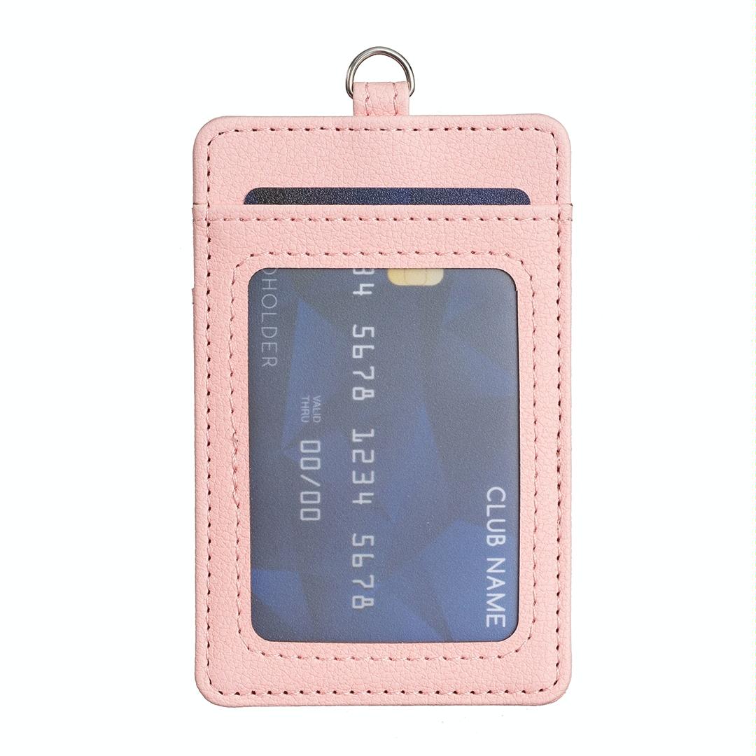 Vertical Id Card Bag & Lanyard - Pink