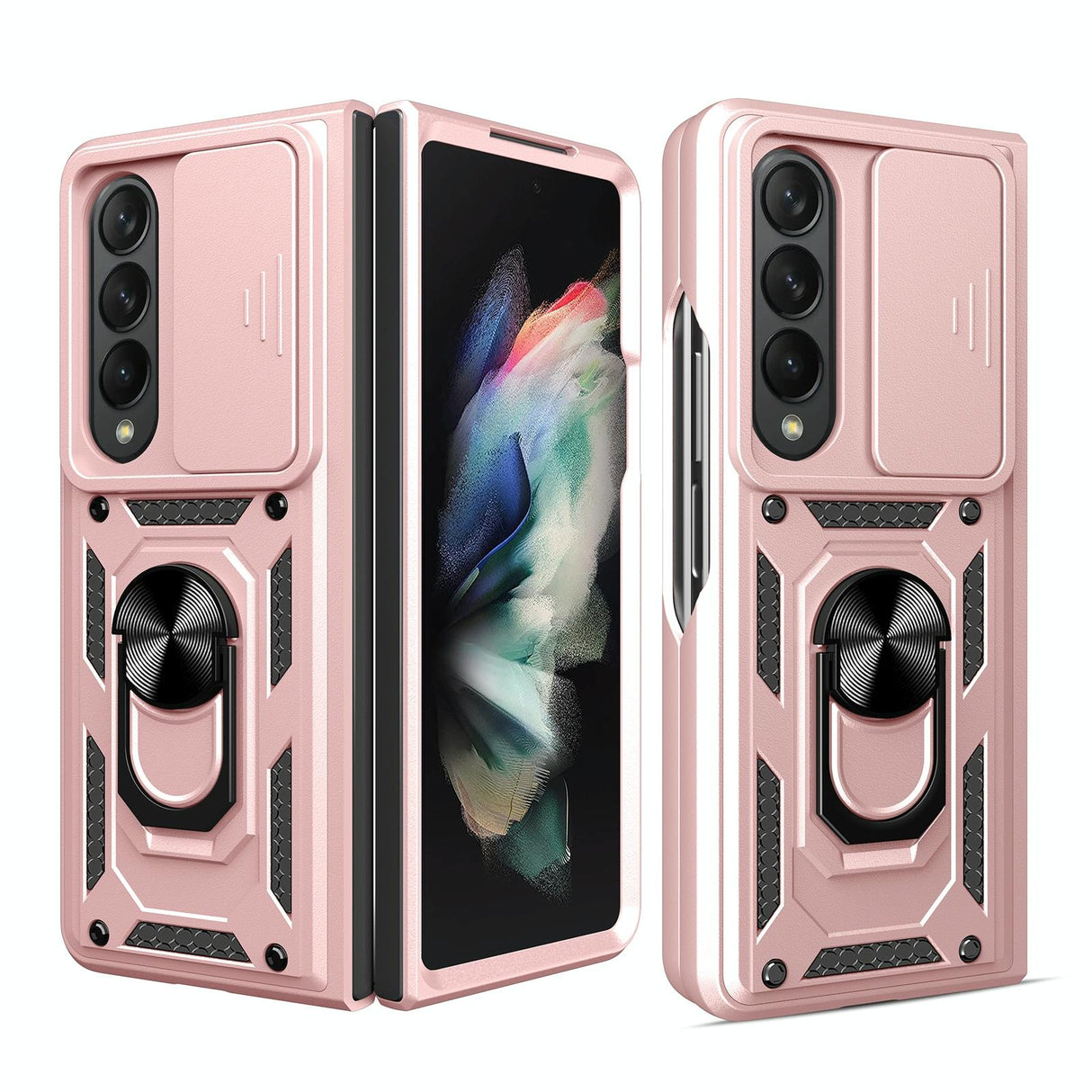 For Samsung Galaxy Z Fold4 5G Tpu Pc Case With Sliding Camera Cover - Rose Gold