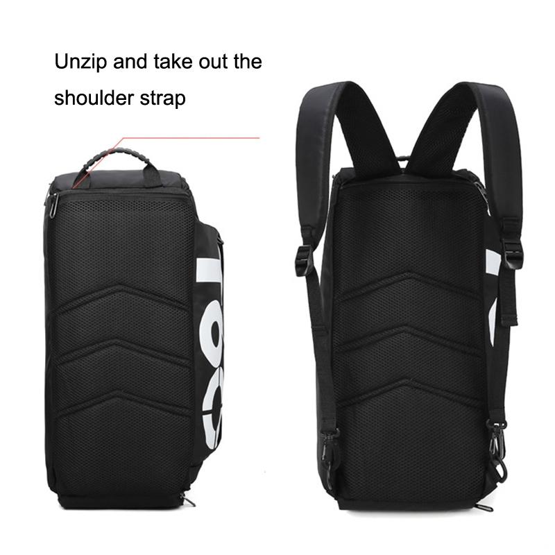 Waterproof Fitness Backpack For Swimming And Travel - Black Bottom Yellow Word
