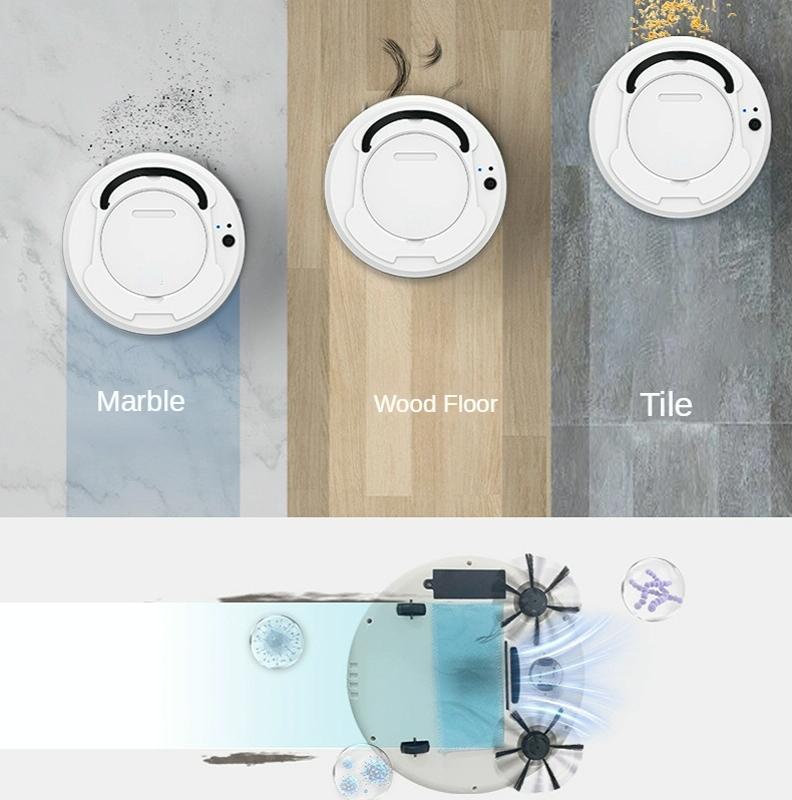 Smart 3-in-1 Robot Vacuum with Wet / Dry Mopping - Rechargeable & Auto Cleaning - Black - Black