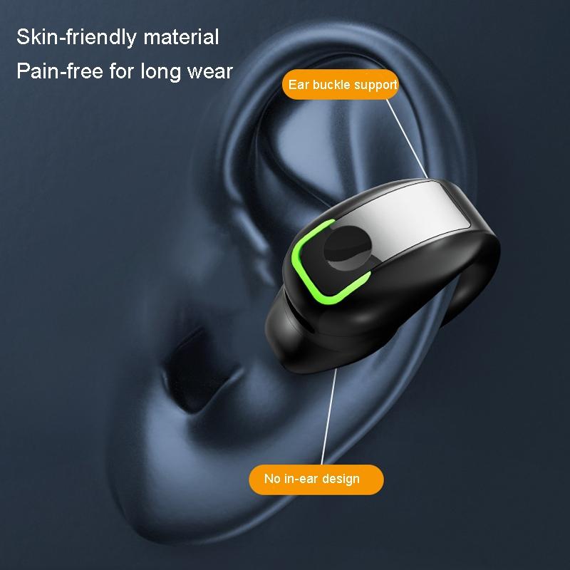 Lightweight Waterproof Bluetooth Earphone with Clip - Single-ear - White