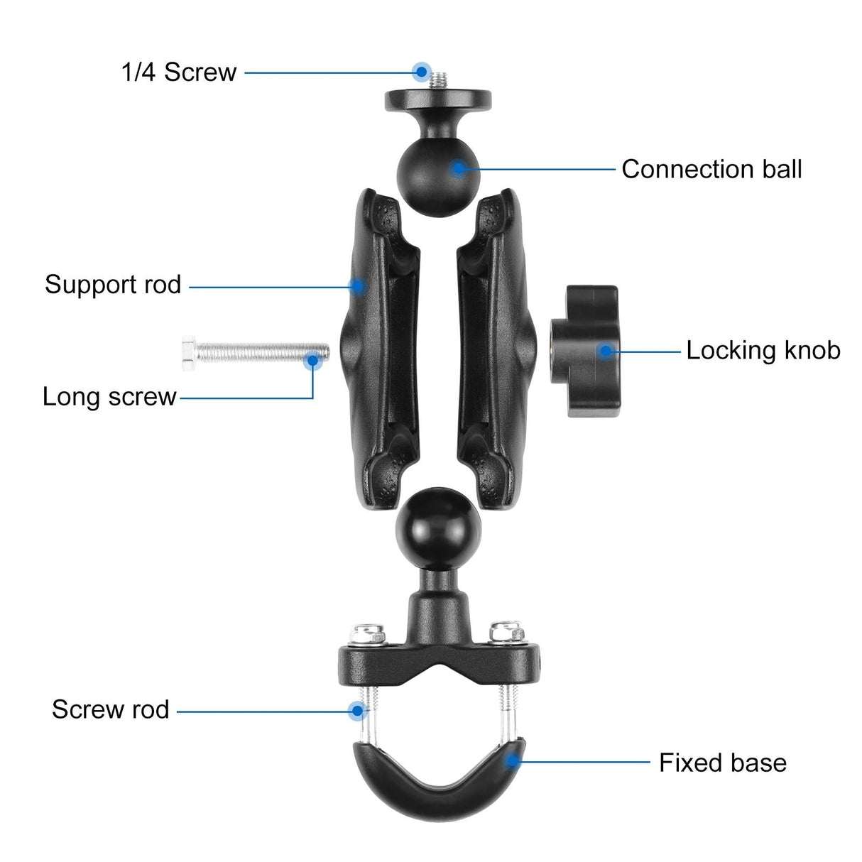 Motorcycle Handlebar Fixed Mount u Bolt Base Holder for Gopro and Other Action Cameras