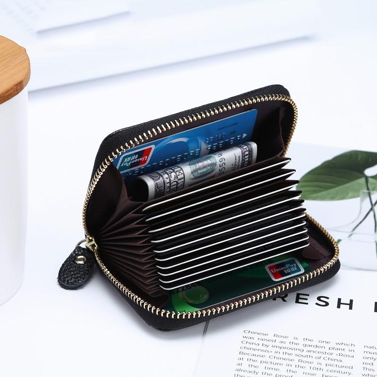 Multi Position Zipper Organ Card Holder Versatile Business Accessory - Green
