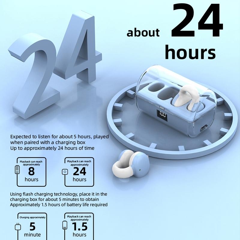 Wireless Earphones with Digital Display and Charging Case - White