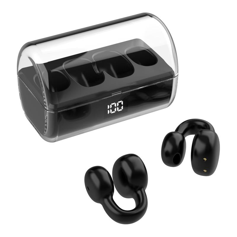 Wireless Earphones with Digital Display and Charging Case - White