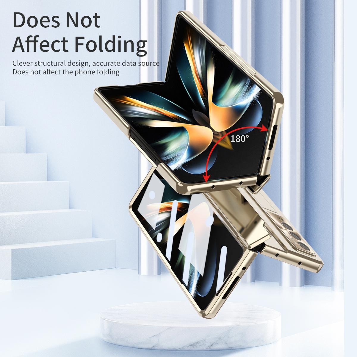 For Samsung Galaxy Z Fold4 5G Folding Case With Integrated Hinge - Silver